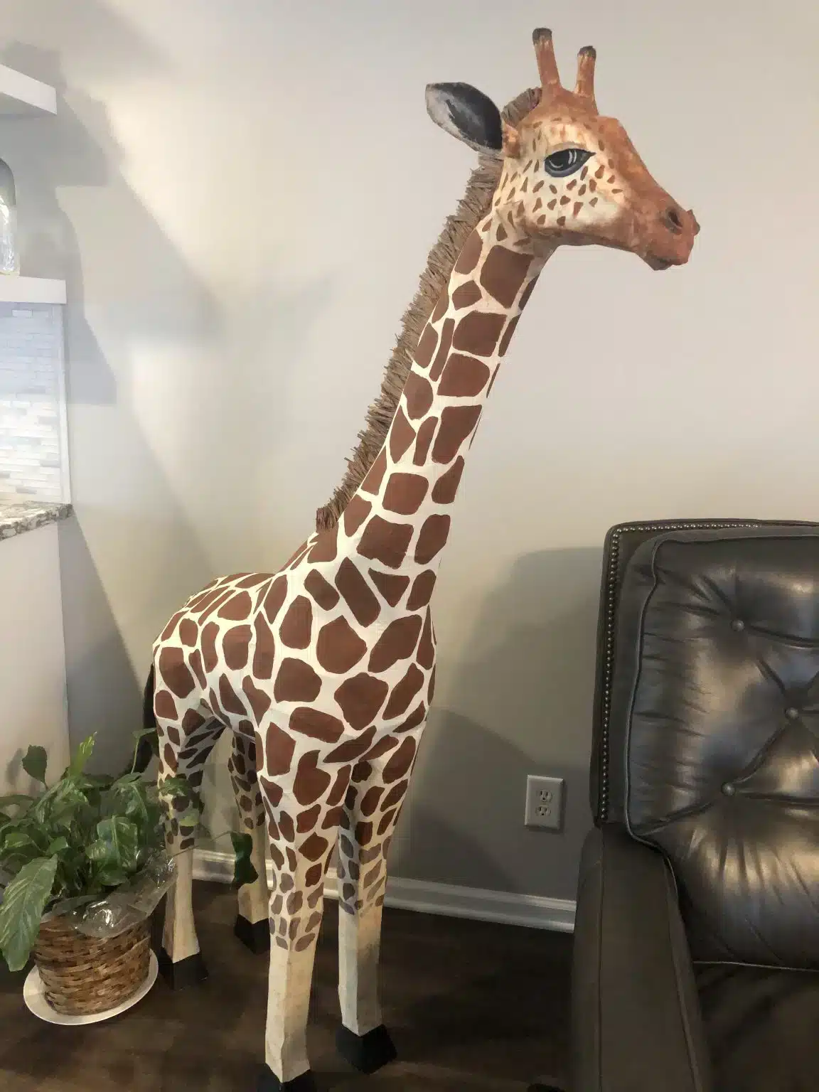 Paper mache giraffe for baby shower