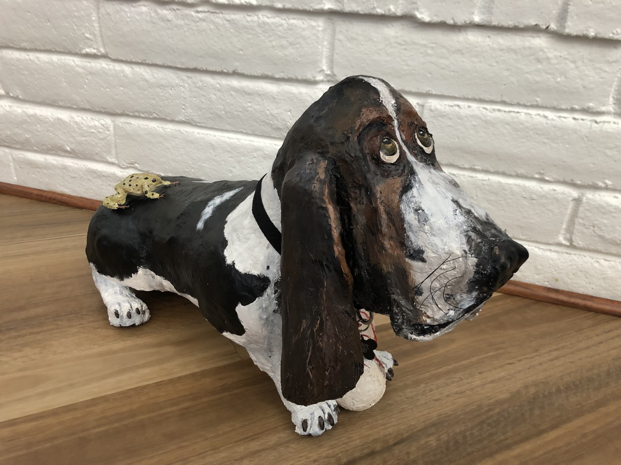 Memorial sculpture of a basset hound by Pam Jurach