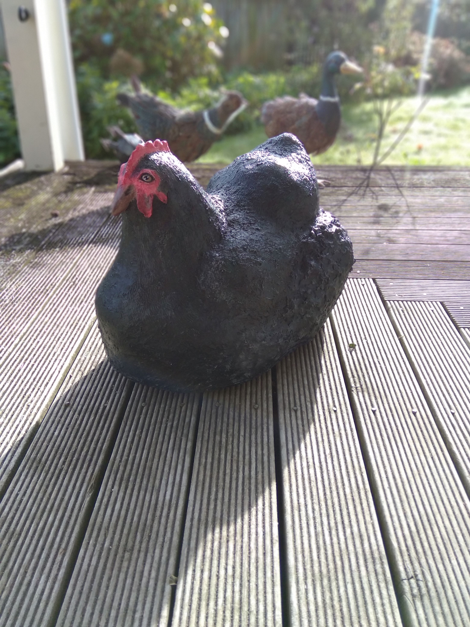 One black Orpington chicken 1 Paper mache Black Orpington chicken Made by Angela van Wayenburg