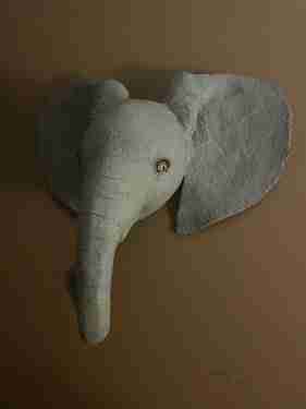 3-D Baby Elephant Pattern for Paper Mache 21 Baby elephant head wall sculpture Made by Alexis T