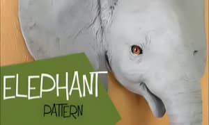 Baby elephant wall sculpture pattern for paper mache