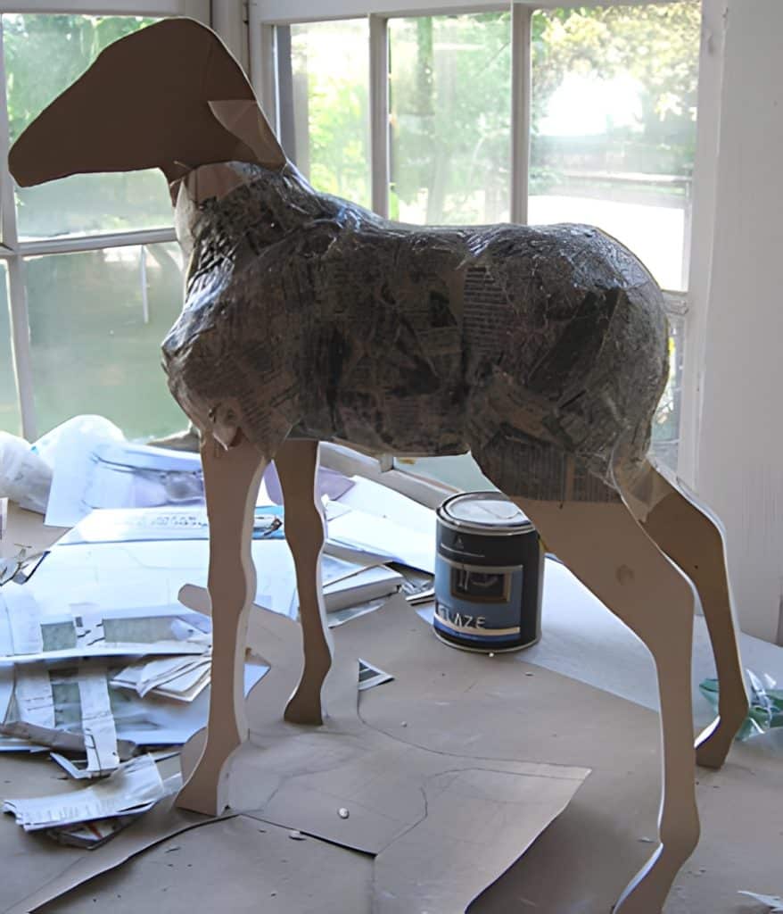 Starting to add paper mache to the colt