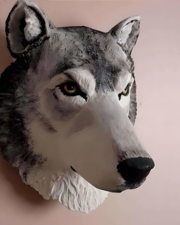Wolf head wall sculpture