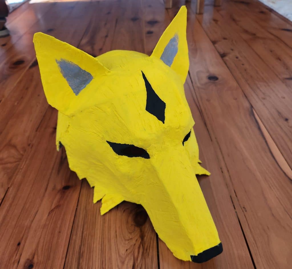 Sunrise the Wolf Made with Paper Mache