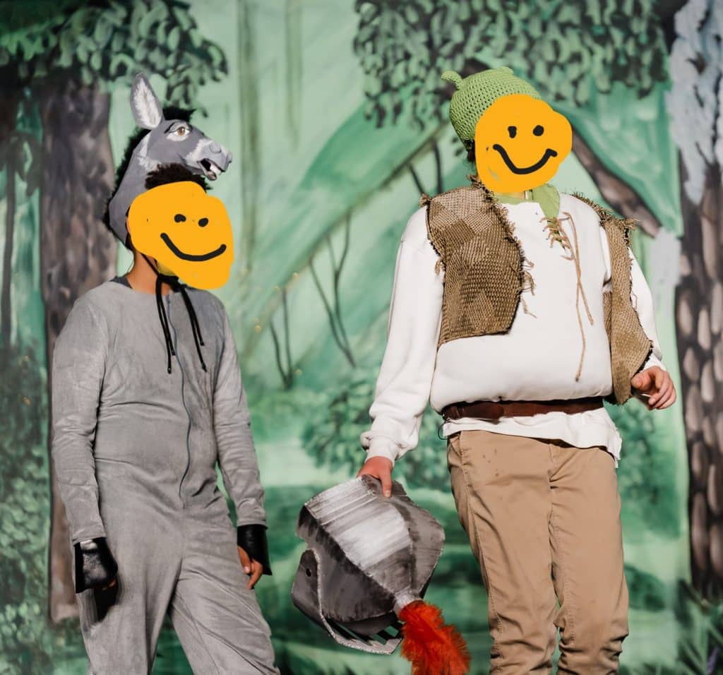 Shrek Jr Donkey costumes made by School Nurse