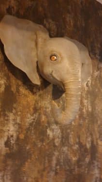 Baby Elephant Wall Sculpture Made by Stefanie Schleicher