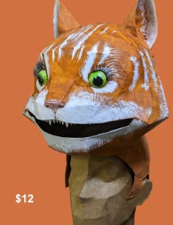Cheshire Cat headdress mask pattern for paper mache
