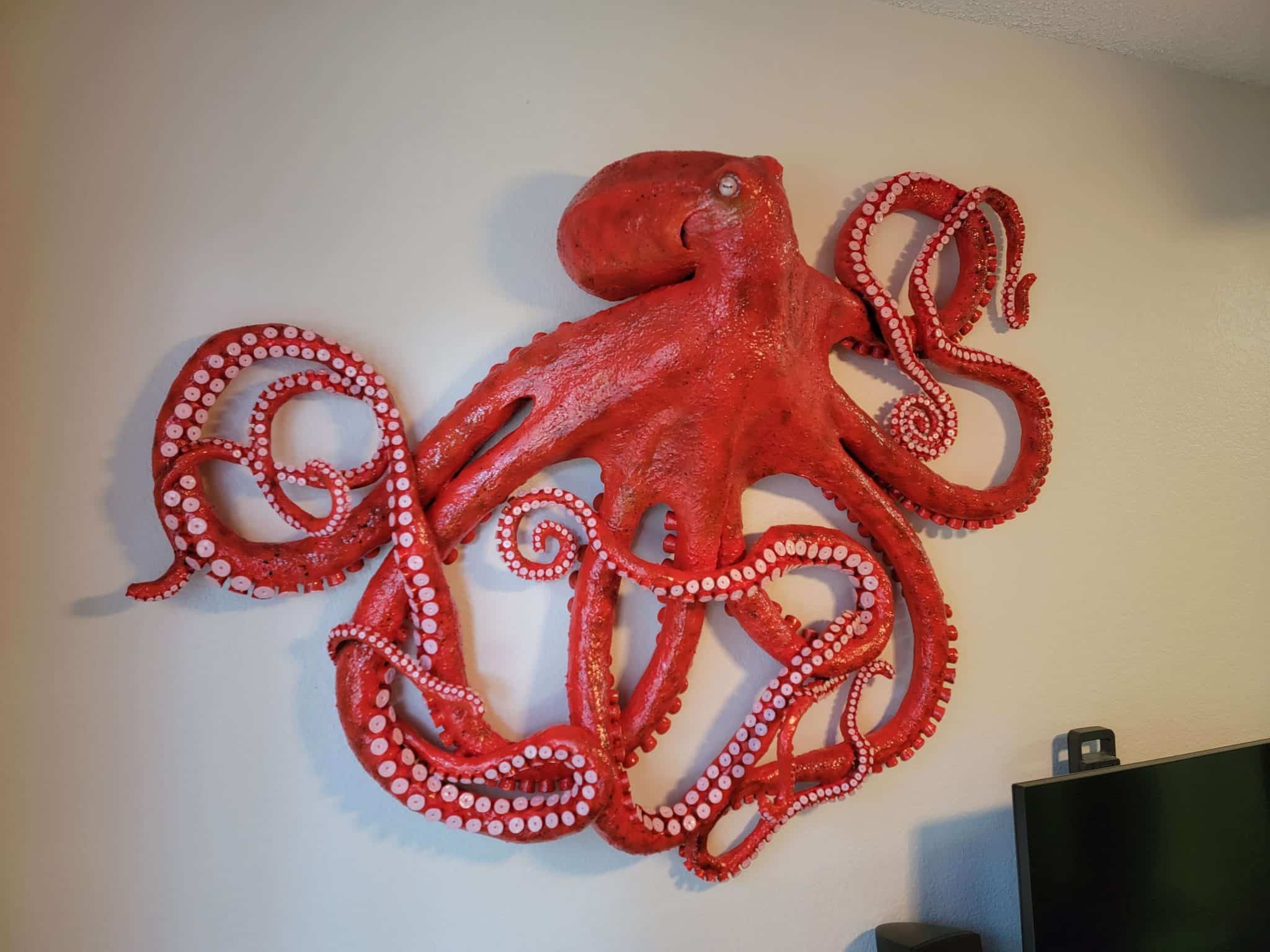 Giant Pacific Octopus made with paper mache by George Morrison
